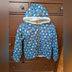 Hannah Andersson Fleece Lined Winter Coat Blue With Stars Sz 10